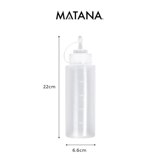 MATANA 4 Große Quetschflaschen aus Kunststoff mit Kappen, 500ml - Squeeze Flaschen - Gewürze, Saucen, Ketchup, Dressings, Olivenöl – BPA-Frei & Spülmaschinenfest