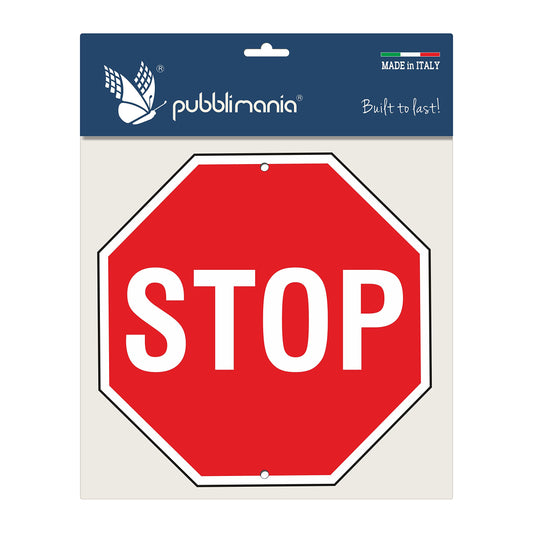 pubblimania STOP Schild aus Aluminium Metall Achteck 3 mm für den Außenbereich cm 30 x 30 (Stop)