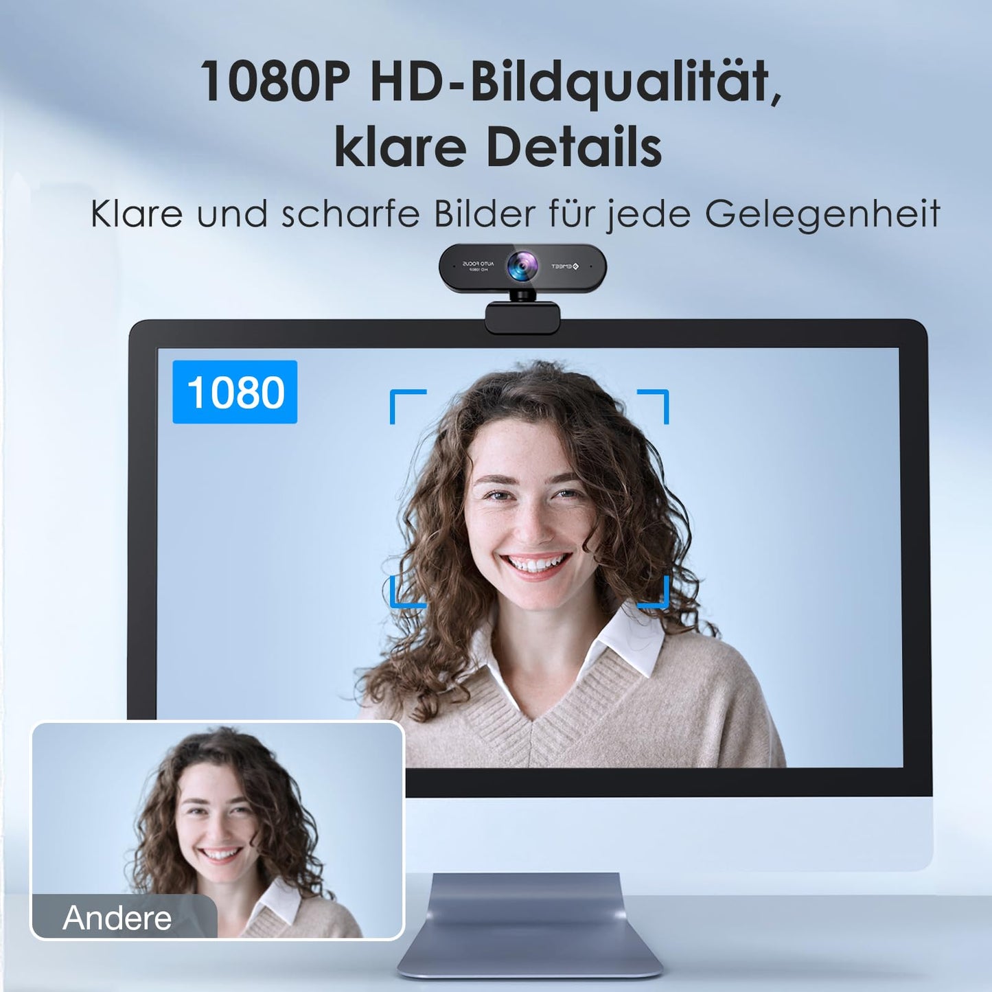 EMEET 1080P Webcam mit 2 Mikrofon - NOVA Full HD Webcam mit Autofokus, Streaming Webkamera mit Low-Light Korrektur, 73 ° Sichtfeld, Plug & Play, 360 °Drehung, für Skype, Zoom, Konferenzen, Streaming