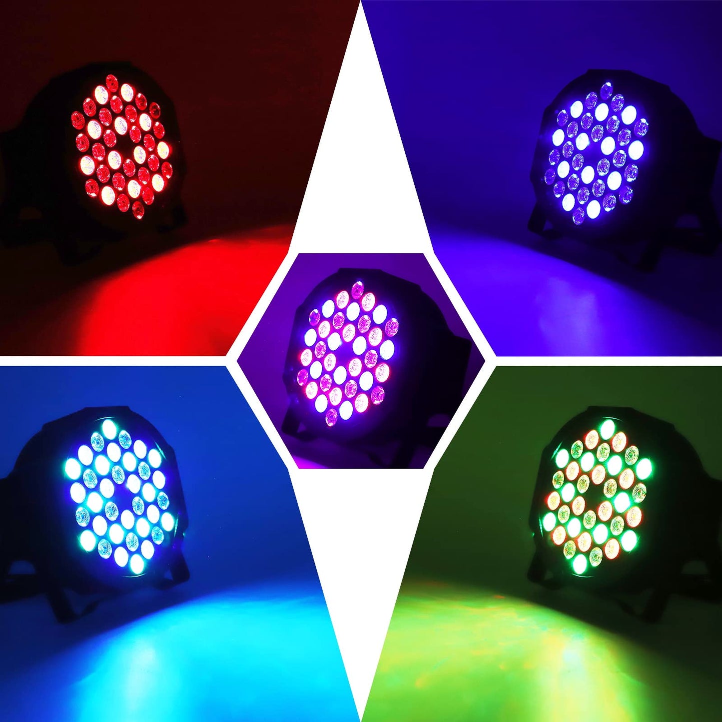 U`King 4er Pack LED Par Strahler 36 LED Bühnenlicht Partylicht RGB mit Fernbedienung, Discolicht Scheinwerfer Beleuchtung Moving Head für Stage DJ Party Show Bar Halloween Weihnachten