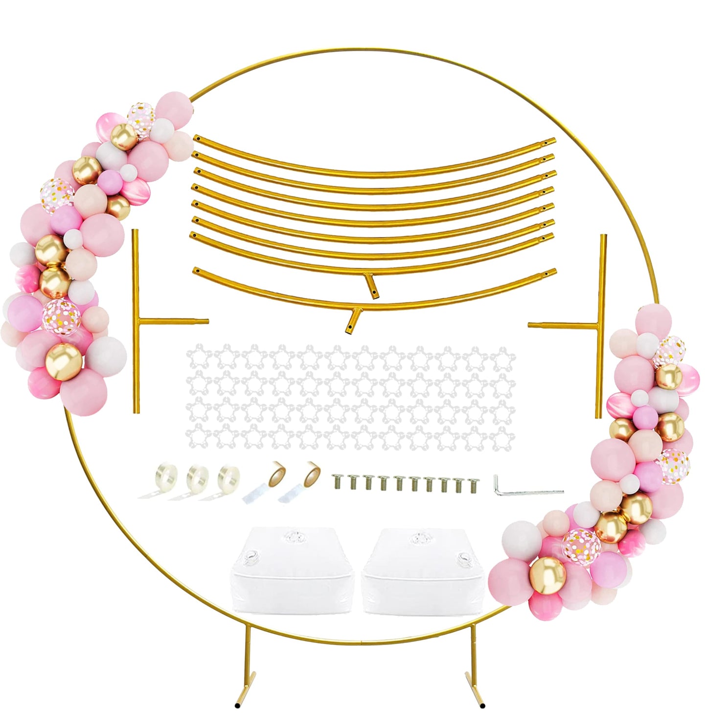 PILIN Riesiges rundes Goldmetall-Ballonbogen-Kit Abnehmbar Leicht zu tragen und wiederverwendbar Beste Dekoration for Party-Events(1.8M GOLD)