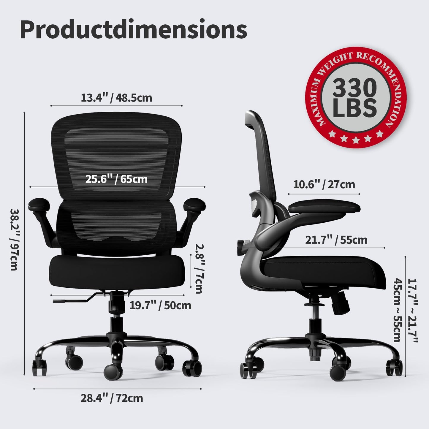 TRALT Bürostuhl Schreibtischstühle Mesh Computer Schreibtischstuhl mit Rollen Ergonomischer Bürostuhl Höhenverstellbar Drehstuhl Arbeitsstuhl (Schwarz)