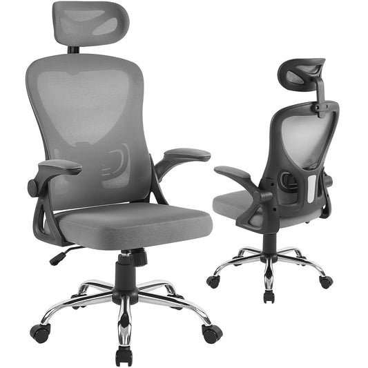 VECELO Ergonomischer Bürostuhl mit hoher Rückenlehne, mit Verstellbarer Kopfstütze
