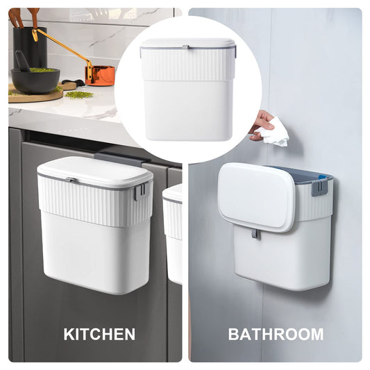 ELPHECO Hängender Mülleimer mit Deckel 10 Liter Küchenabfalleimer, Wandmontierter Komposteimer für Schranktür,Wohnwagen-Mülleimer, Hängender Abfalleimer für Camping
