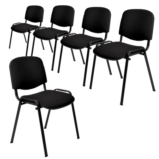 topsit Besucherstühle 5er Set, stapelbare Konferenzstühle ohne Armlehnen, Stapelstühle mit Metallgestell, für Büro, Konferenz, Reception, Schwarz