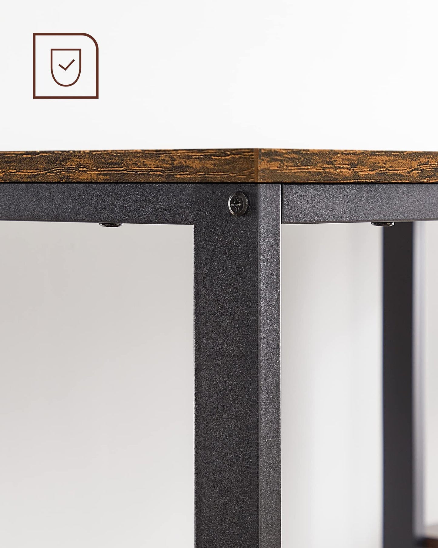 VASAGLE Schreibtisch, Computertisch, PC-Tisch, Bürotisch, mit 2 Ablagen auf der rechten oder linken Seite, fürs Büro, Wohnzimmer, Stahlgestell, Industrie-Design, vintagebraun-schwarz LWD47X