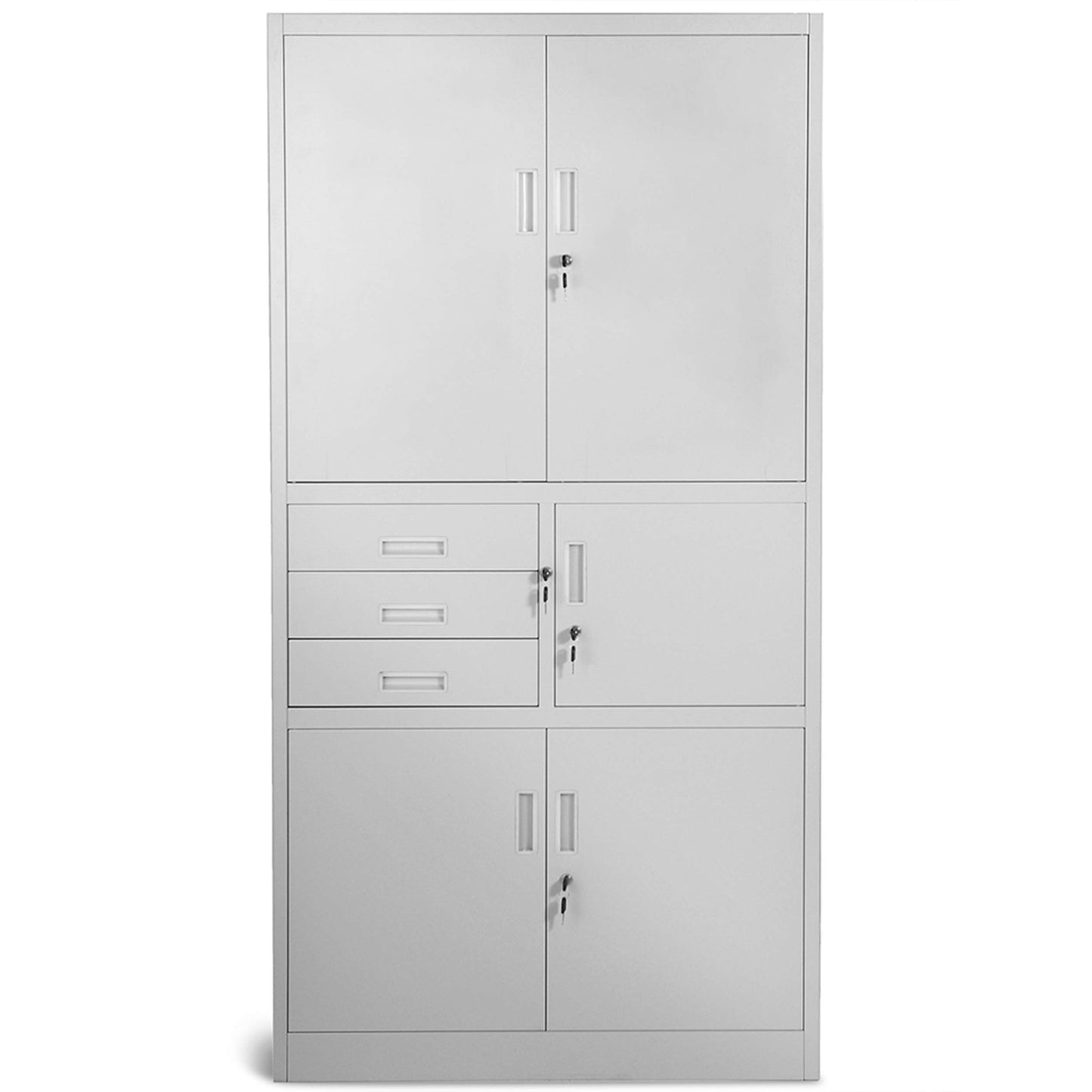 Jan Nowak Aktenschrank, Büroschrank, Metallschrank mit Tresor | 3 Schubladen, Höhenverstellbare Fachböden, Geheimfach, Pulverbeschichtet | für Büro, Archiven, Behörden | 185 cm x 90 cm x 40 cm, Grau