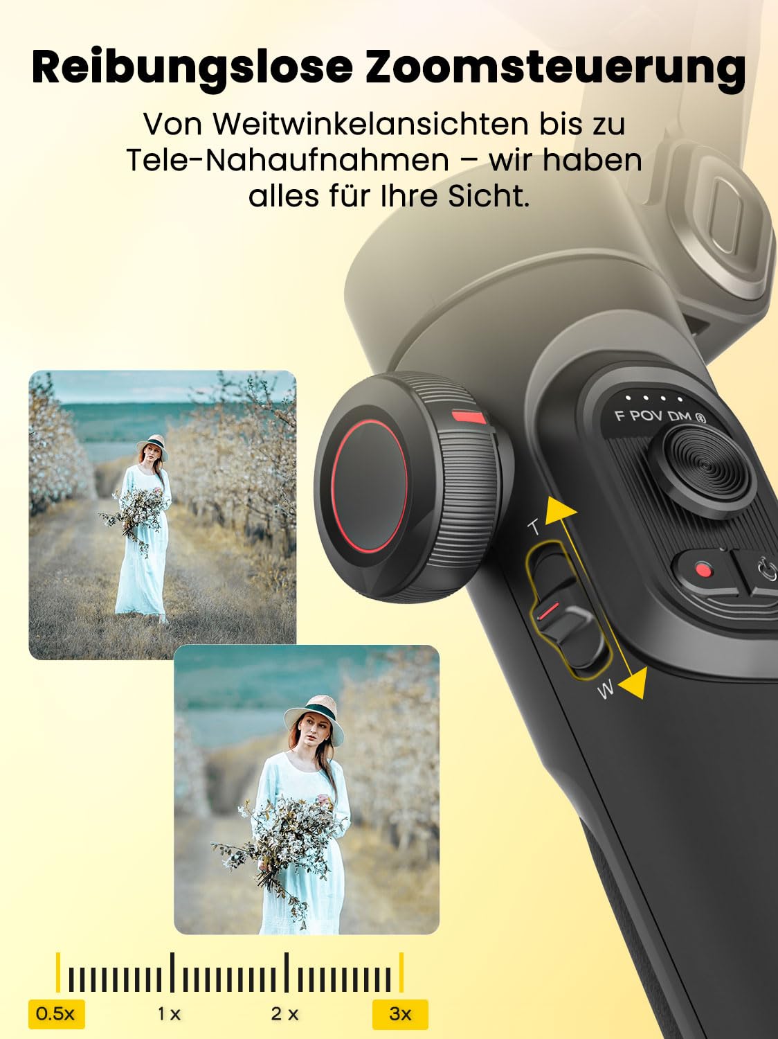 Gimbal-Stabilisator für Smartphone, NO APP KI-Verfolgung, Gestensteuerung, Inception-Gimbal mit TikTok YouTube, 3-Achsen-Falt-Gimbal-Stabilisator für iPhone und Android, AOCHUAN XE AI-Version