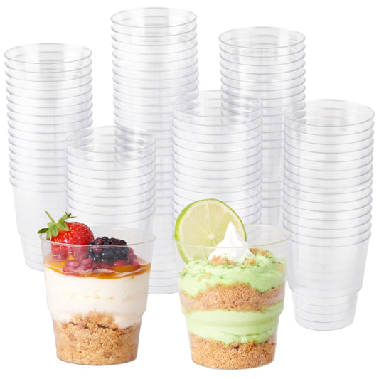 MATANA 72 Hartplastik Dessertschalen für Partys, Buffets (Rund, 225ml) - Plastikbecher, Dessertgläser, Dessertbecher für Nachtisch, Pudding, Mousse, Tiramisu - Stabil & Mehrweg