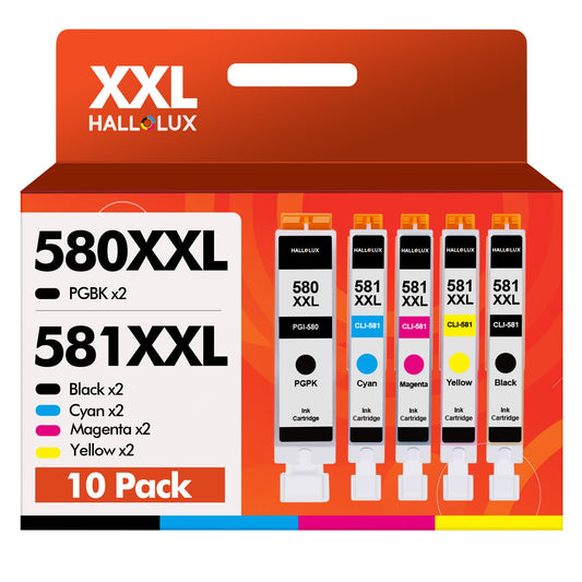 HALLOLUX PGI-580 CLI-581XXL Druckerpatronen Kompatibel für Canon 580 581 Patronen Multipack für Canon TS705 TR8550 TS6150 TR7550 TS6250 TR8500 TS8251 TS6350 TS9550 TS6151 TS9551(10er-Pack)