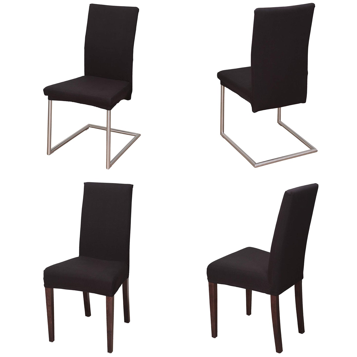 Staboos Stuhlhussen 2er Set - Hochwertige & elastische Stuhlhussen für Swingstühle - Pflegeleichte Stuhlbezüge & Hussen für Stühle - Stuhlbezug 2er Set ÖKO TEX Zertifiziert - Schwarz
