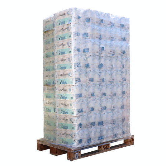 Glücksblatt Toilettenpapier KLASSISCH WEISS, 3-lagig, 720 Rollen x 150 Blatt, 100% Zellstoff, weiches Klopapier mit Glücks-Prägung, WC Papier, Palette, Verpackung aus mind. 30% PCR-Anteil