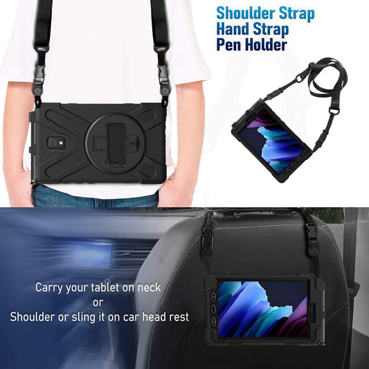 Gerutek Hülle für Samsung Galaxy Tab Active 5/Active 3 8 Zoll SM-X300/X306B/T570/T575, Stoßfeste Panzerhülle mit Stifthalter, Drehbar Stände Schultergurt,Schutzhülle für Tab Active 5/Active 3, Schwarz