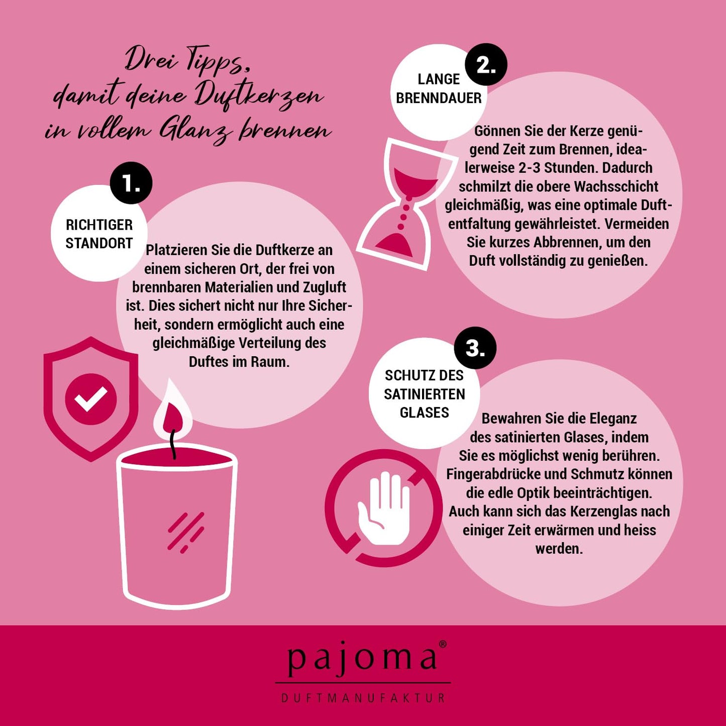 pajoma® Duftkerze, Roses & Berries - im satinierten Glas | 120g Wachsgewicht, Brenndauer: 25 Stunden, in edler Geschenkverpackung | Premium Qualität
