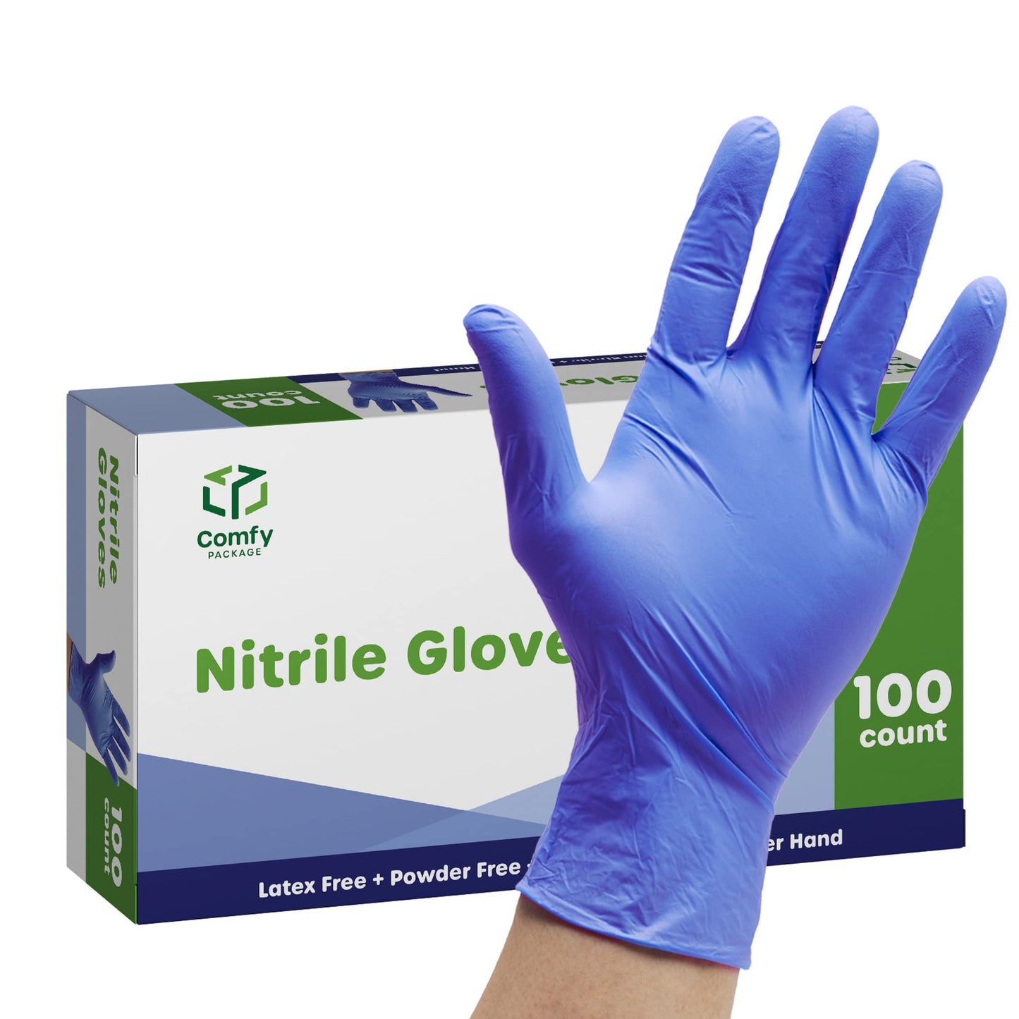 Comfy Package [100 Count] Nitrile Disposable Gloves - 4 mil. | Latex Free and Rubber Free | Non-Sterile Powder Free Gloves - L
