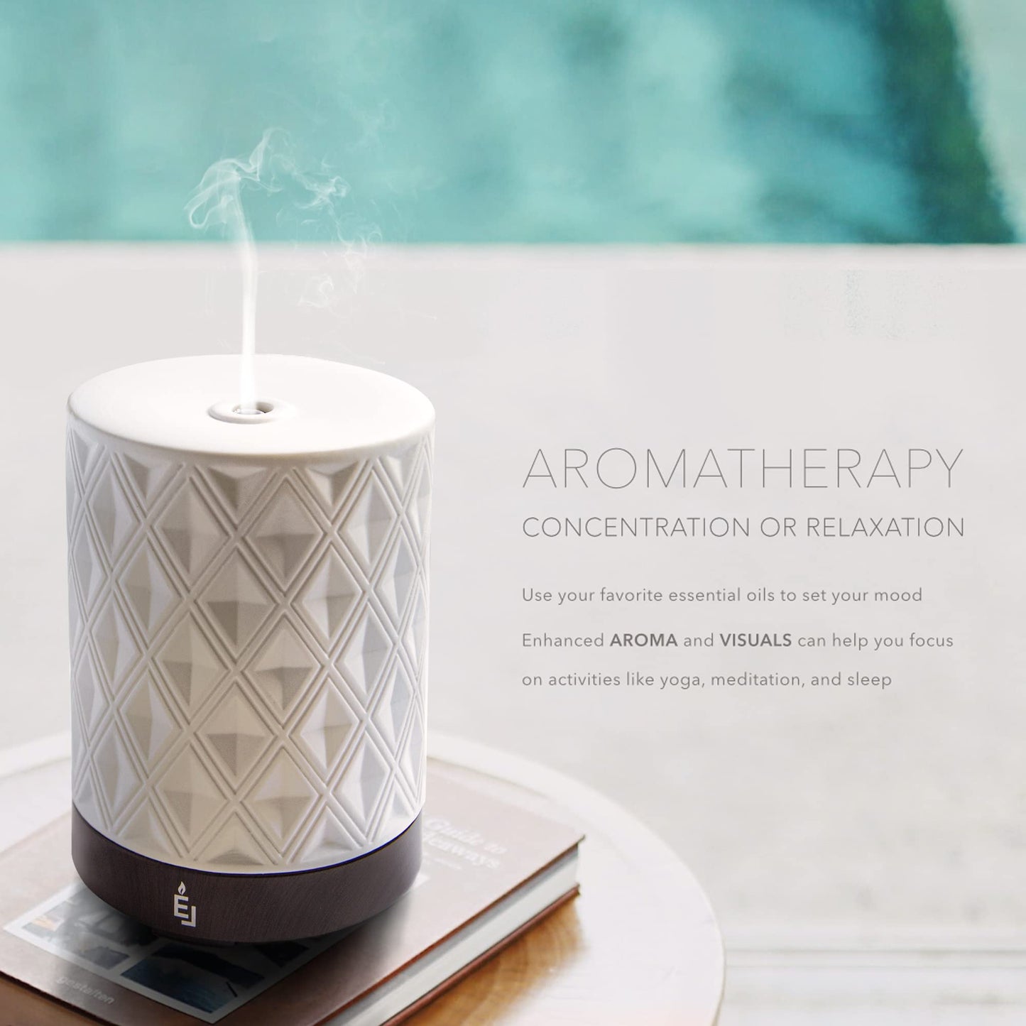 Earnest Living Ätherisches Öl Diffusor Weiß Keramik Diffusor 250ml Timer Nachtlichter und Auto Off Funktion Home Office Aromatherapie Diffusoren für ätherische Öle Geschenk