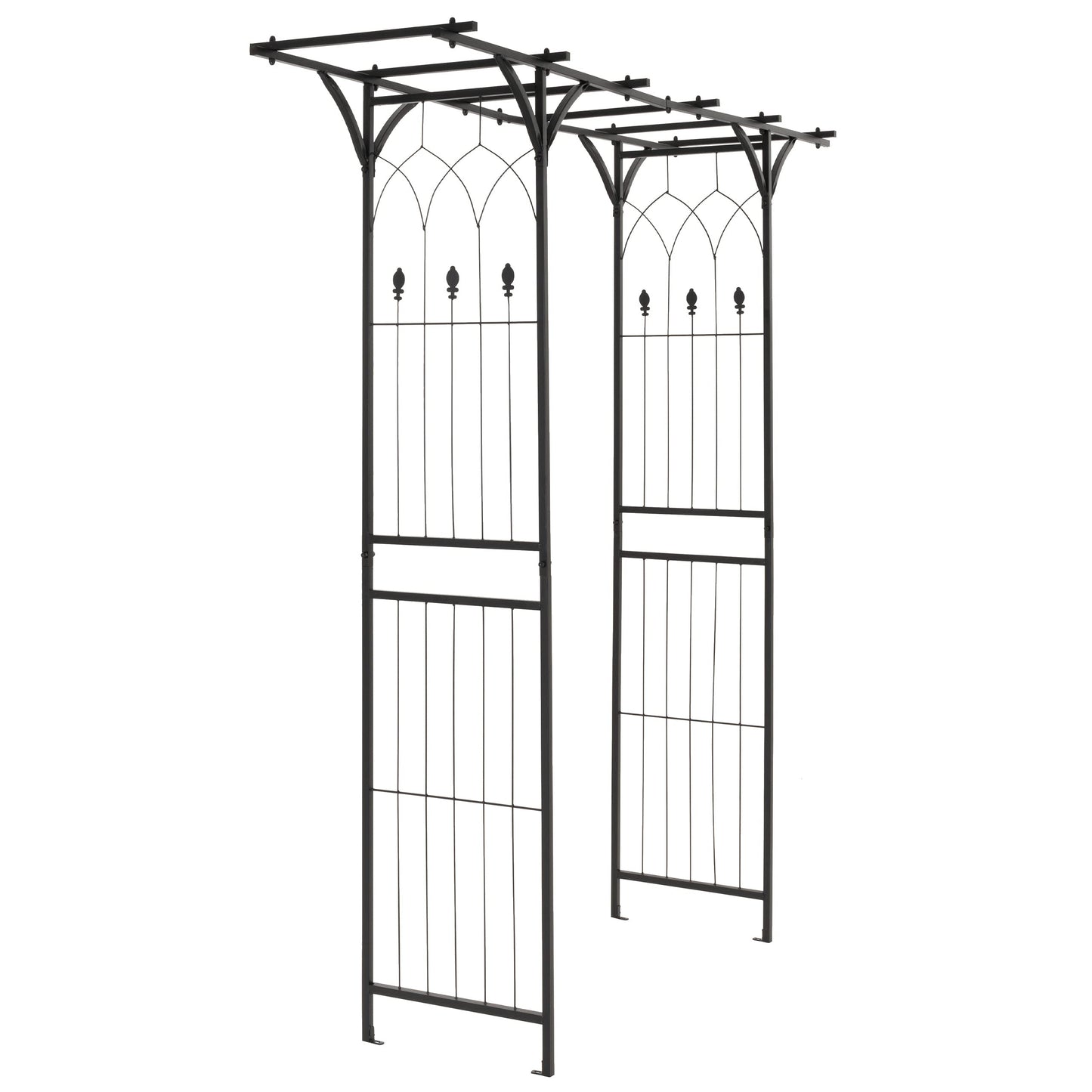 Nexos Trading Rosenbogen Torbogen Rankhilfe Pergola Spalier Tor Rosen Stahl 206x198x52 cm – Metall Durchgang – wetterfest freistehend stabil – schwarz