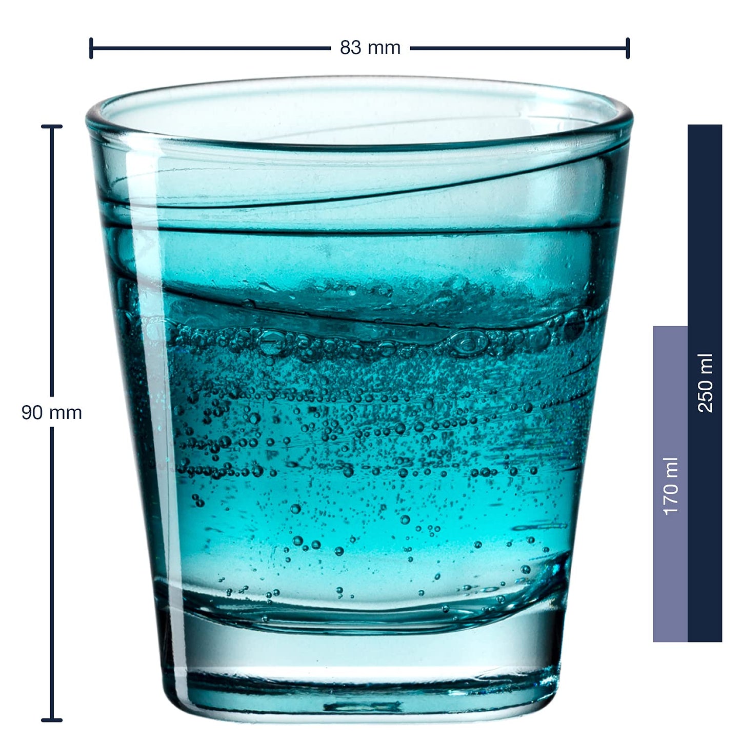 LEONARDO HOME 026844 Trinkglas VARIO STRUTTURA 6 Stück sortiert 250 ml Farbverlauf, Glas, Bunt