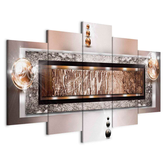murando - Wandbilder XXL Abstrakt 200x100 cm 5 tlg Wand Deko Leinwand Grosse Bilder Groß Wanddeko Wohnzimmer Schlafzimmer Moderne Kunstdrucke - Textur Perlen Struktur Bronze Beige Glamour 020101-216