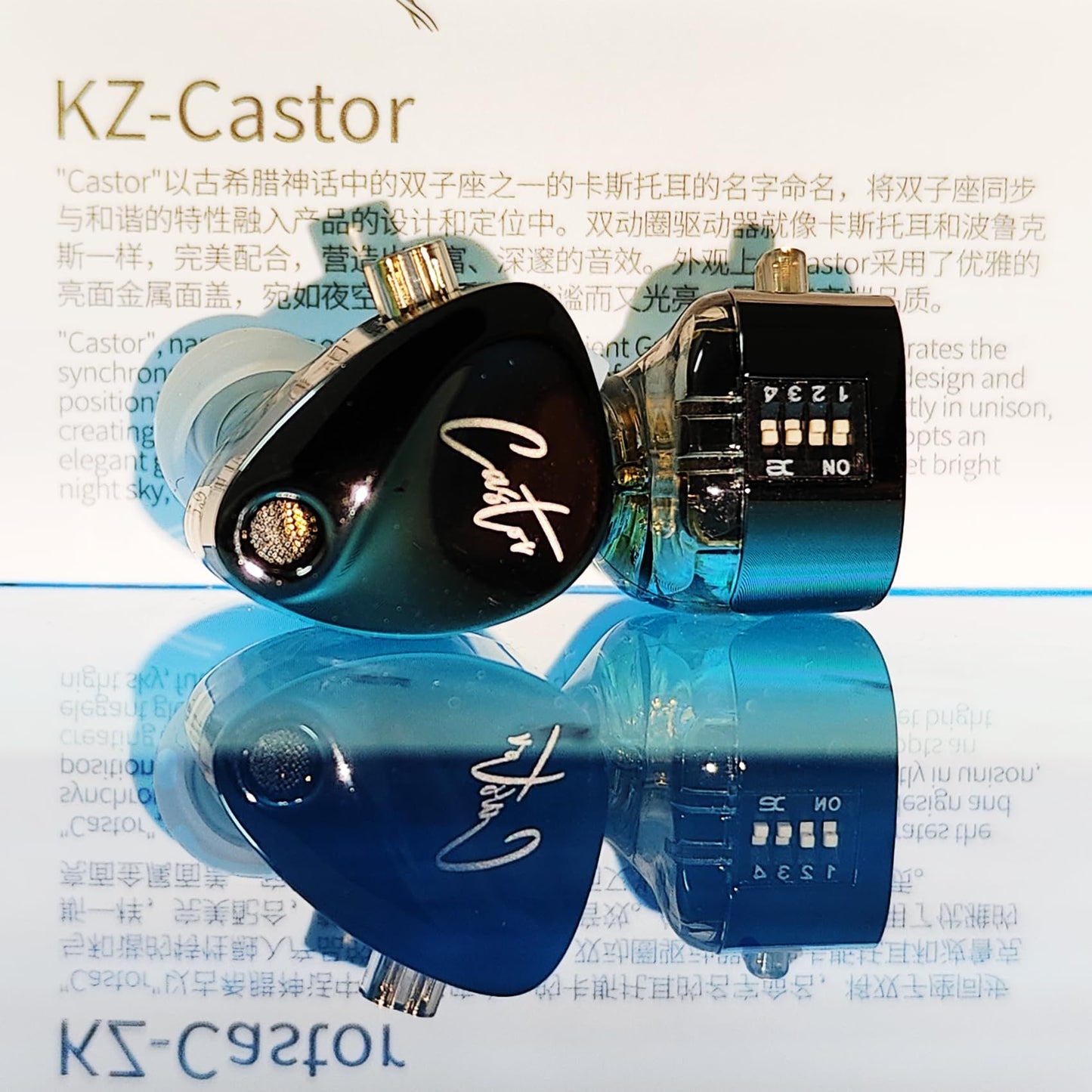 KZ Castor In Ear Monitor, Dual Dynamic Treiber, kabelgebundenes HiFi IEM, verbesserte Bass Sound abstimmung für In-Ear-Kopfhörer, abnehmbares 2-poliges Kabel (schwarz verbesserter Bass,kein Mikro)