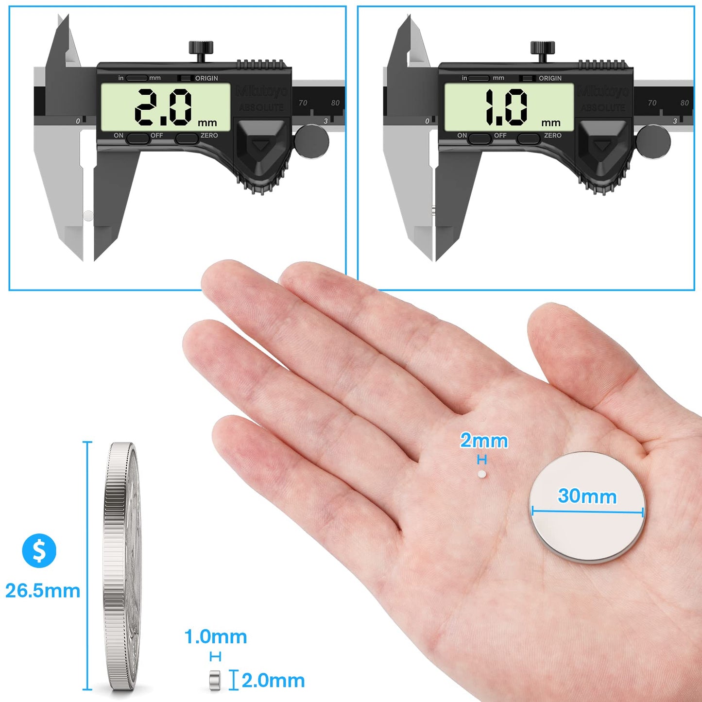 FINDMAG 50 Stück 2 mm x 1 mm Kleine Magnete Stark, Kühlschrankmagnete, Mini Magnete Pinnwand, Starke Magnete für Magnettafel, Magnete Kühlschrank, Whiteboard Magnete für Handwerk, Zuhause, Büro, Fotos