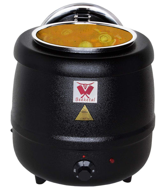 Beeketal SB600 Suppentopf 9L, Edelstahl Gastro-Wärmer mit Einsatz und klappbarem Deckel, 400W, für Suppen, Eintöpfe und Glühwein