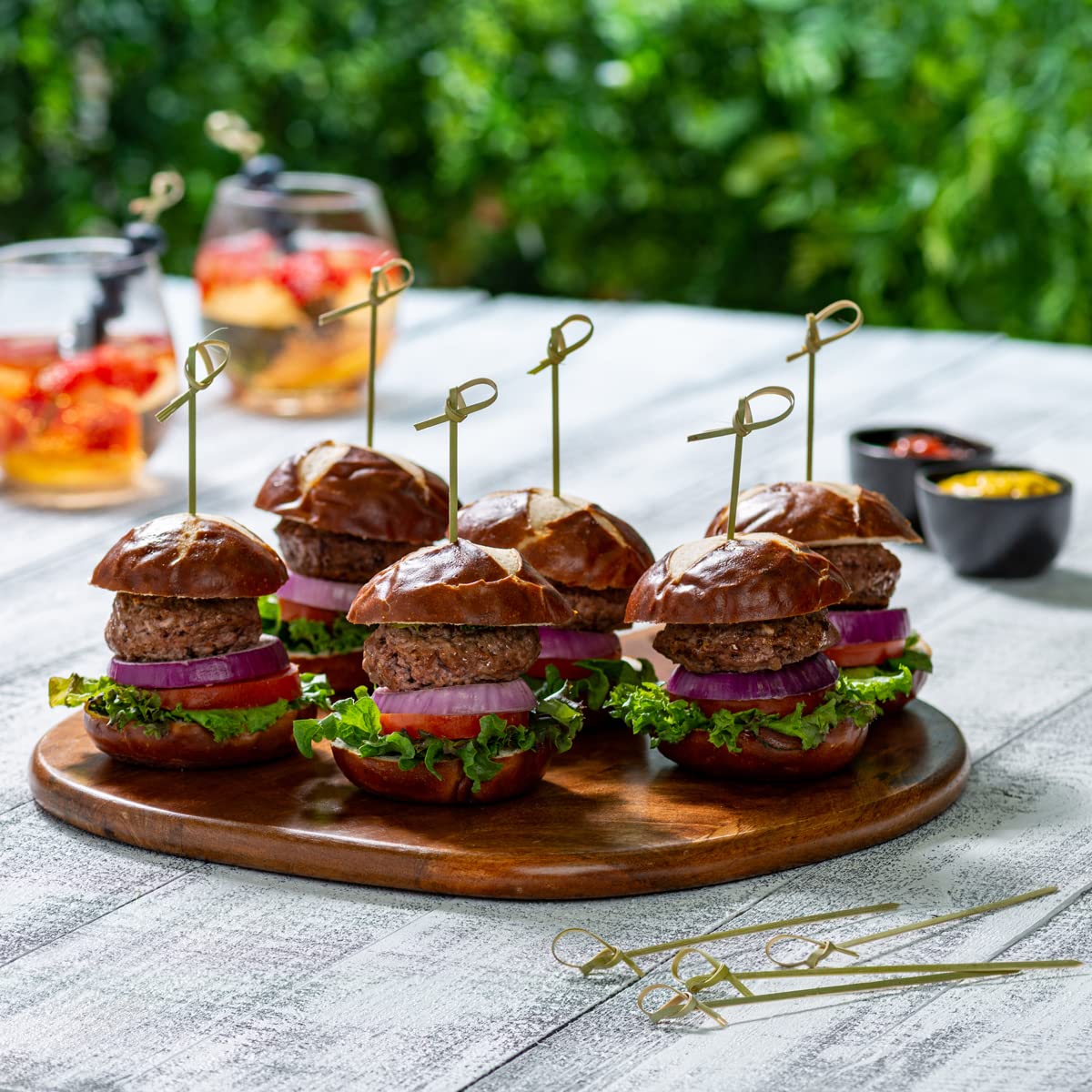 [500 Stück] Bambus-Knoten-Picker – 12,9 cm Vorspeisen, Sandwich, und Cocktail-Getränke, Spieß Zahnstocher