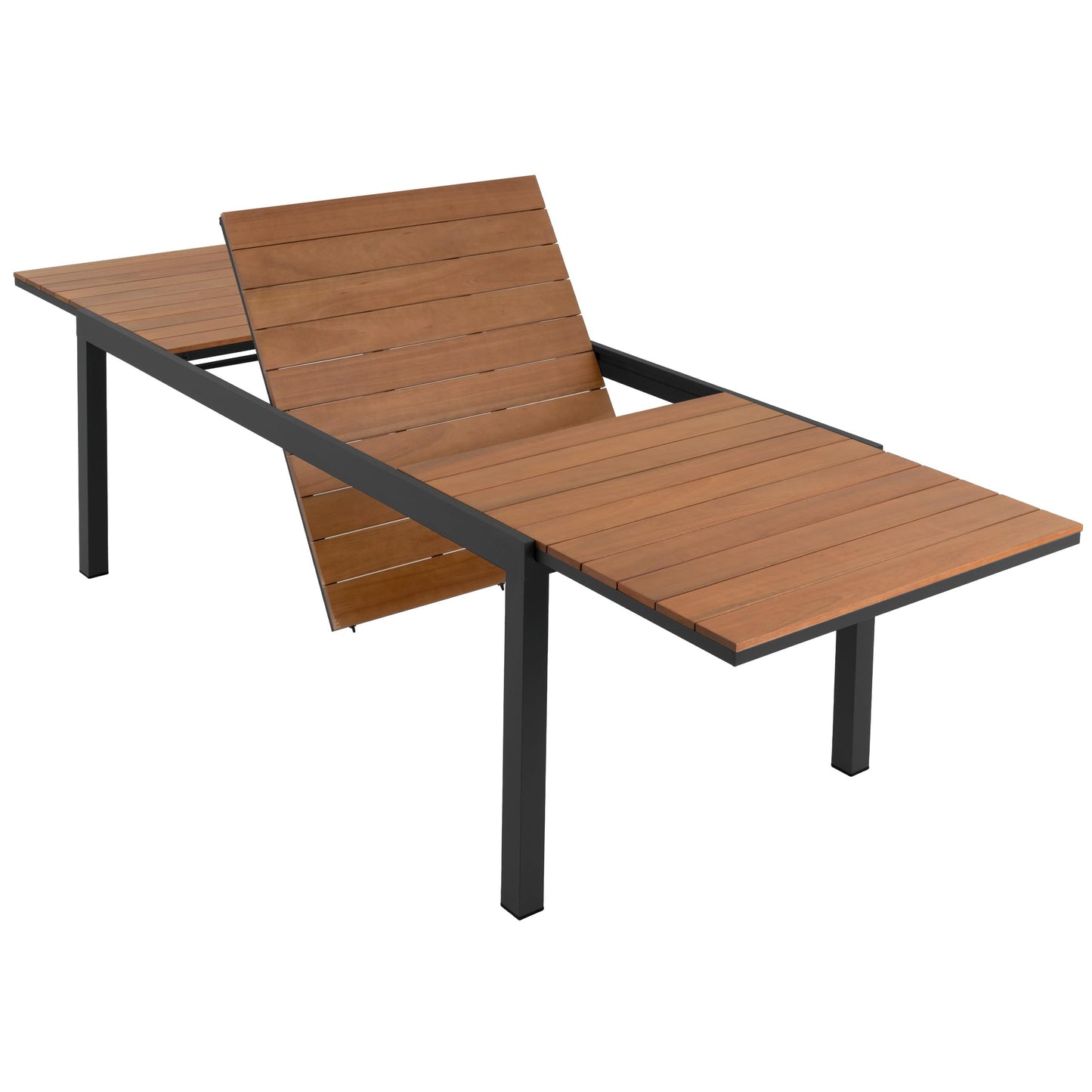 Nexos Trading Ausziehbarer Tisch eckig Küchentisch Esszimmer-Tisch Terrassen-Tisch Holz Alu 200/300x100x75cm Gartentisch Holz-Tisch Auszieh-Tisch
