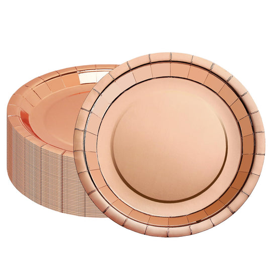 CEILIWEN Metallische Teller in Roségold, Rose Gold Teller Party Dekorationen, 25 Stück 7’’ Rose Gold Teller, Rose Gold Geburtstag Party Geschirr, Rose Gold Party-Zubehör (7''/25 Stück)
