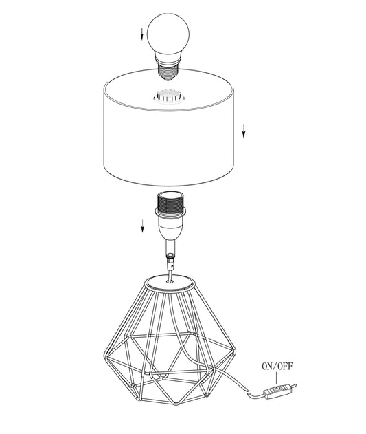 EGLO Nachttischlampe Carlton 2, Deko Tischlampe Vintage, Retro Lampe aus Metall und Stoff in Gold und Schwarz, E14