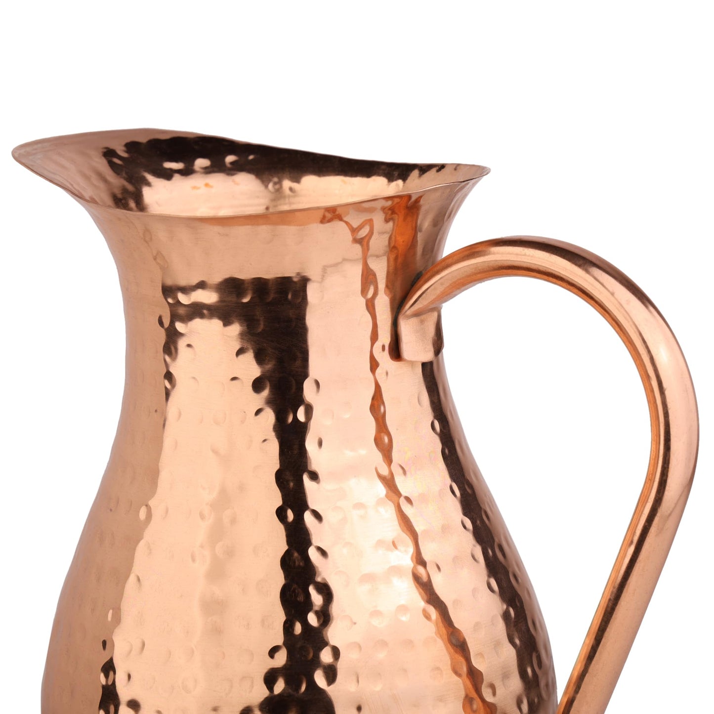 Krug aus reinem Kupfer mit Deckel, großer, gehämmerter Wasserkrug aus massivem Kupfer, Fassungsvermögen 60 oz/1800 ml, Kupferkaraffe für Zuhause, Hotels und Restaurants