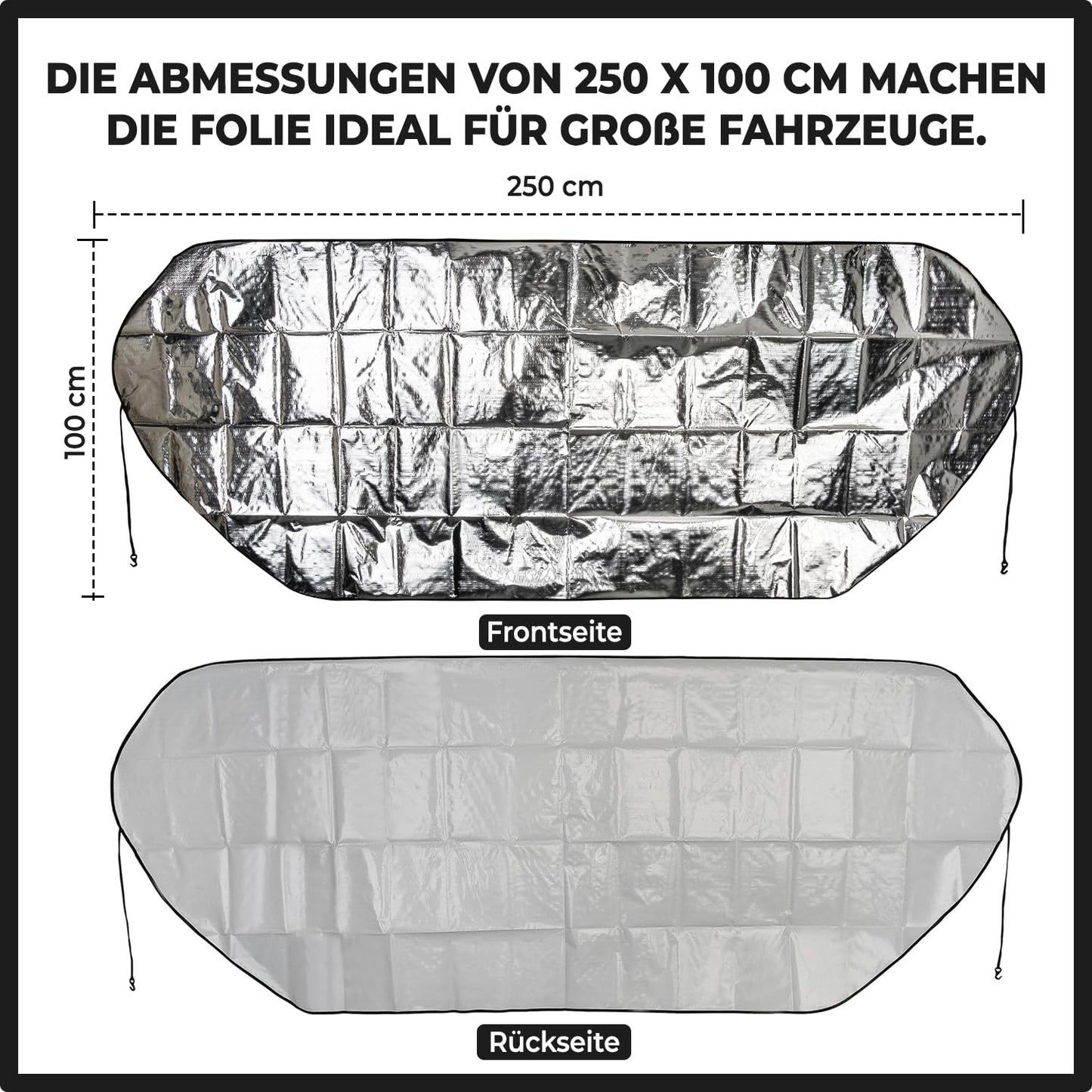 Frontscheibenabdeckung Winterabdeckung Sonnenschutz XL 250x100 cm Wohnmobil Transporter
