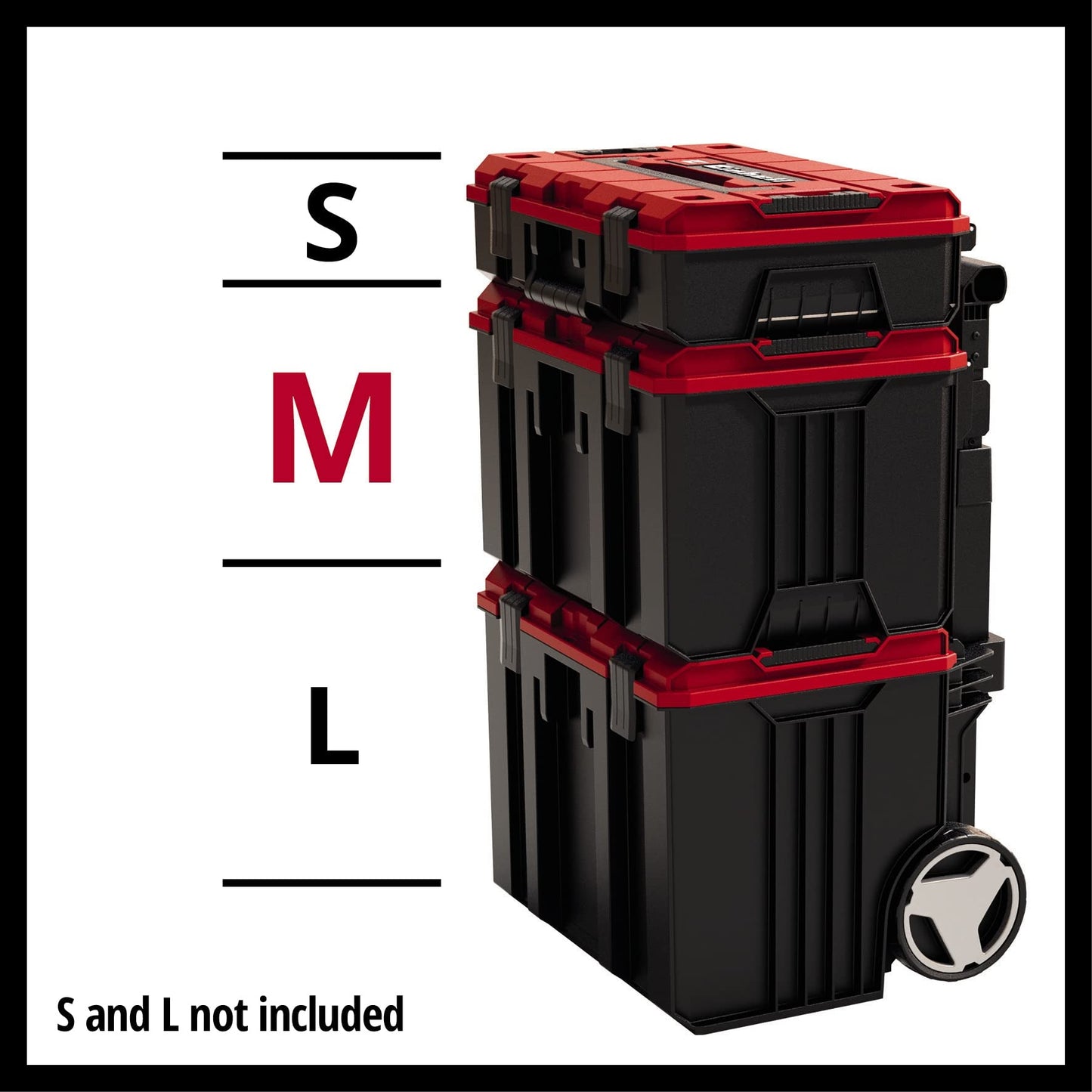 Original Einhell E-Case M Systemkoffer (max. 90 kg, universelle Aufbewahrung und Transport von Zubehör und Werkzeug, stapelbar, verknüpfbar)