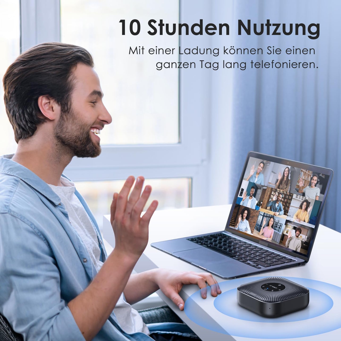 EMEET Konferenzlautsprecher M0 Plus,4 AI Mikrofon Arrays für 360° Raumabdeckung,PC Freisprecheinrichtung für 8-16 Personen,Rauschunterdrückung,Plug & Play, für Skype, VoIP-Kommunikation PC usw.