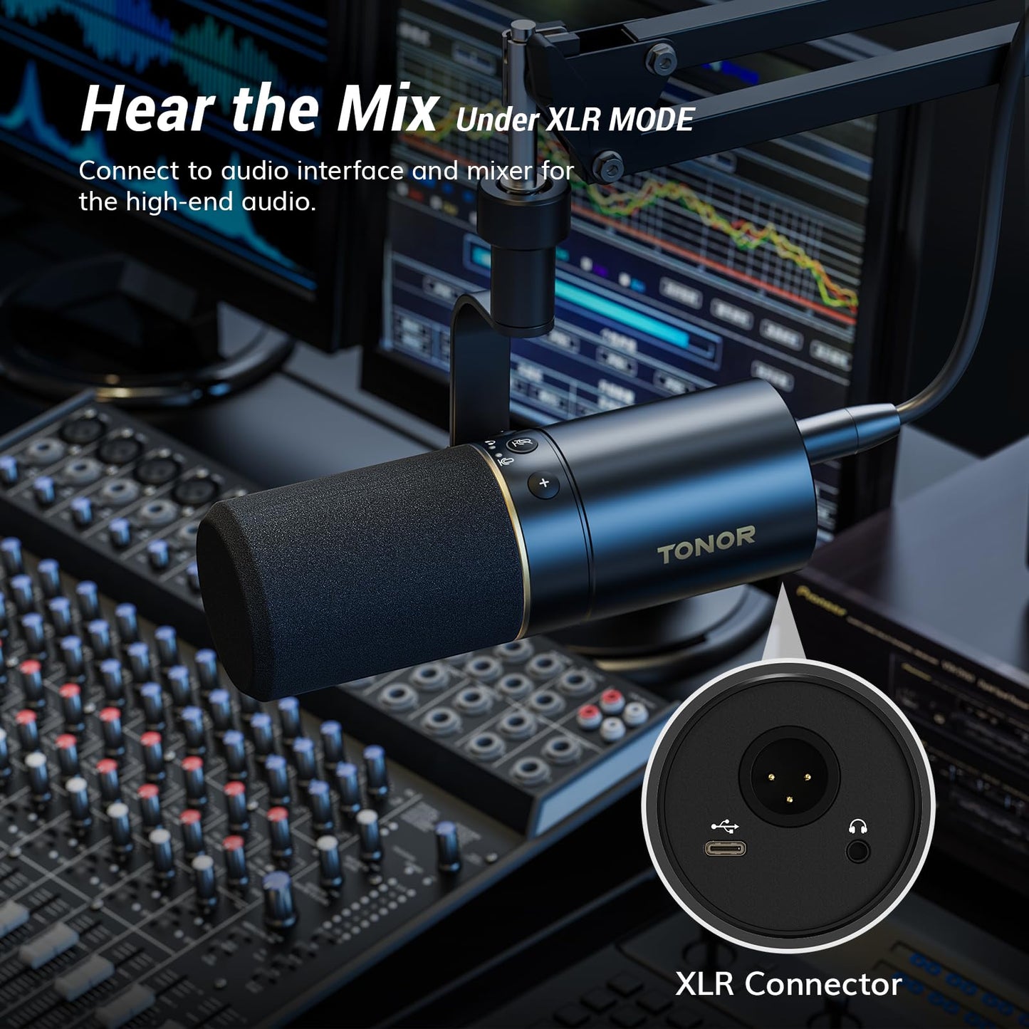 TONOR USB/XLR Mikrofon PC Dynamisch mit Mikrofonarm, Gesangsmikrofon Micophone Gaming Microfono PS4 PS5 Vocal Mic mit Mikrofonständer Mute Button für Podcast Studio Brodcast Streaming Aufnahme TD510+
