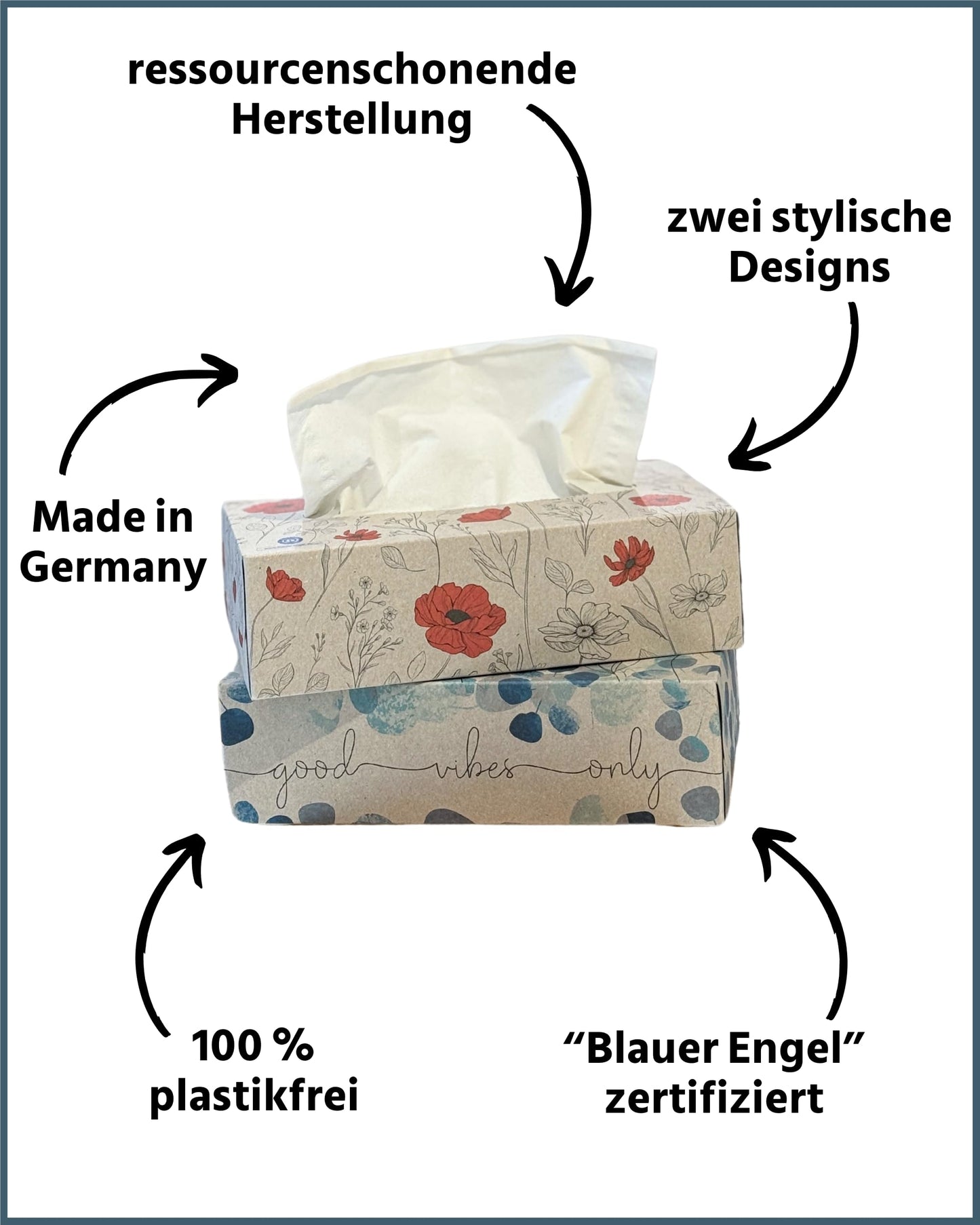 oecolife Taschentücher RECYCLING, 4-lagig, 1600 Tücher, 20 Pck. á 80 St., plastikfrei verpackt, in verschiedenen Verpackungsmotiven, nachhaltig, weiche & sanfte Taschentücher