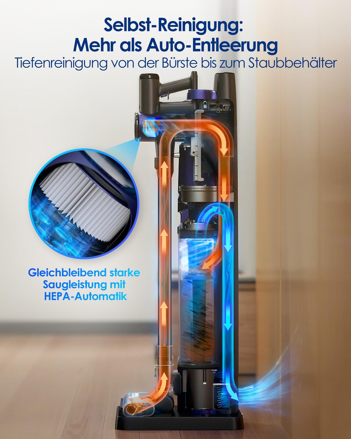 Tineco Pure ONE Station Pet Akku Staubsauger mit 3L Staubbeutel, Kabellos Staubsauger 65 min Laufzeit Stielstaubsauger Starke Saugleistung 1,22kg Gewicht für Hartboden, Teppich, Tierhaare