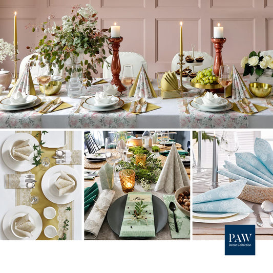 PAW - Servietten aus Airlaid - Stoffähnlich (40 x 40 cm) I 50 Stück I Ideal für Hochzeit, Taufe, Kommunion, Geburtstag I Stoffservietten - Natur, Grün I Farbe: Linen Structure GREEN