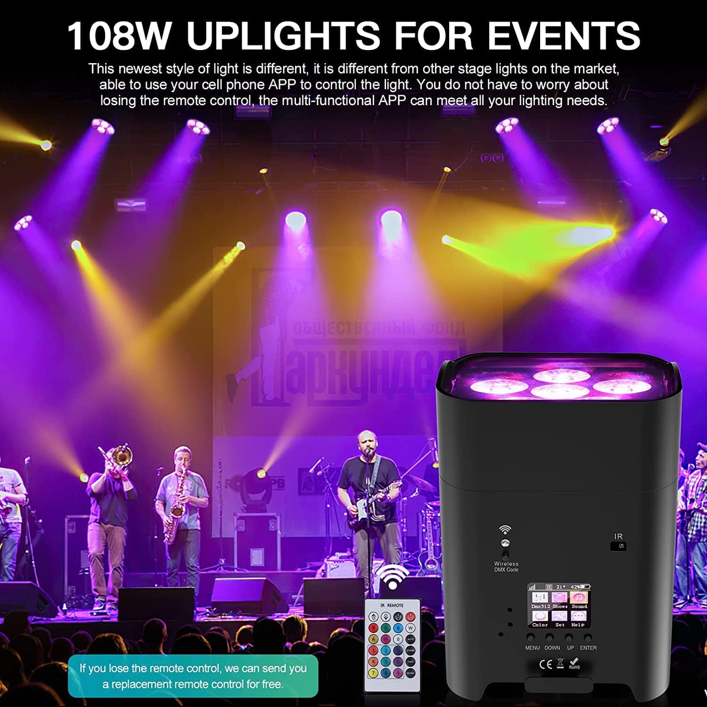 UKing 6 * 18W akku led par strahler wiederaufladbarer, RGBWA+UV disco licht Scheinwerfer Bühnenlicht mit mit Fernbedienung, unterstützt APP/2,4 GHz/DMX-Steuerung für DJ Party Hochzeiten