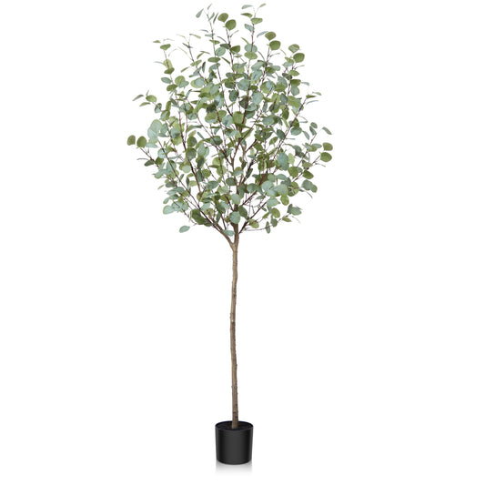 Fopamtri Künstliche Eukalyptus 180 cm Künstliche Pflanze Eukalyptus Deko für Drinnen Draußen Modern Decor Kunstpflanzen Plastikpflanzen im Topf für Home Schlafzimmer Büro Garten (1 Stück)