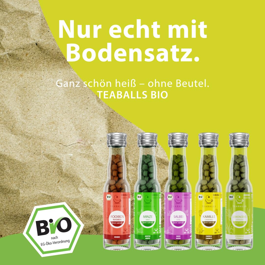 TEABALLS Set Big Pure Ingwer Kurkuma Orange, Chai Latte, Guten Morgen + Abend, Rothenberger Kräutertee 5er Pack für 375 Tassen Bio Tee