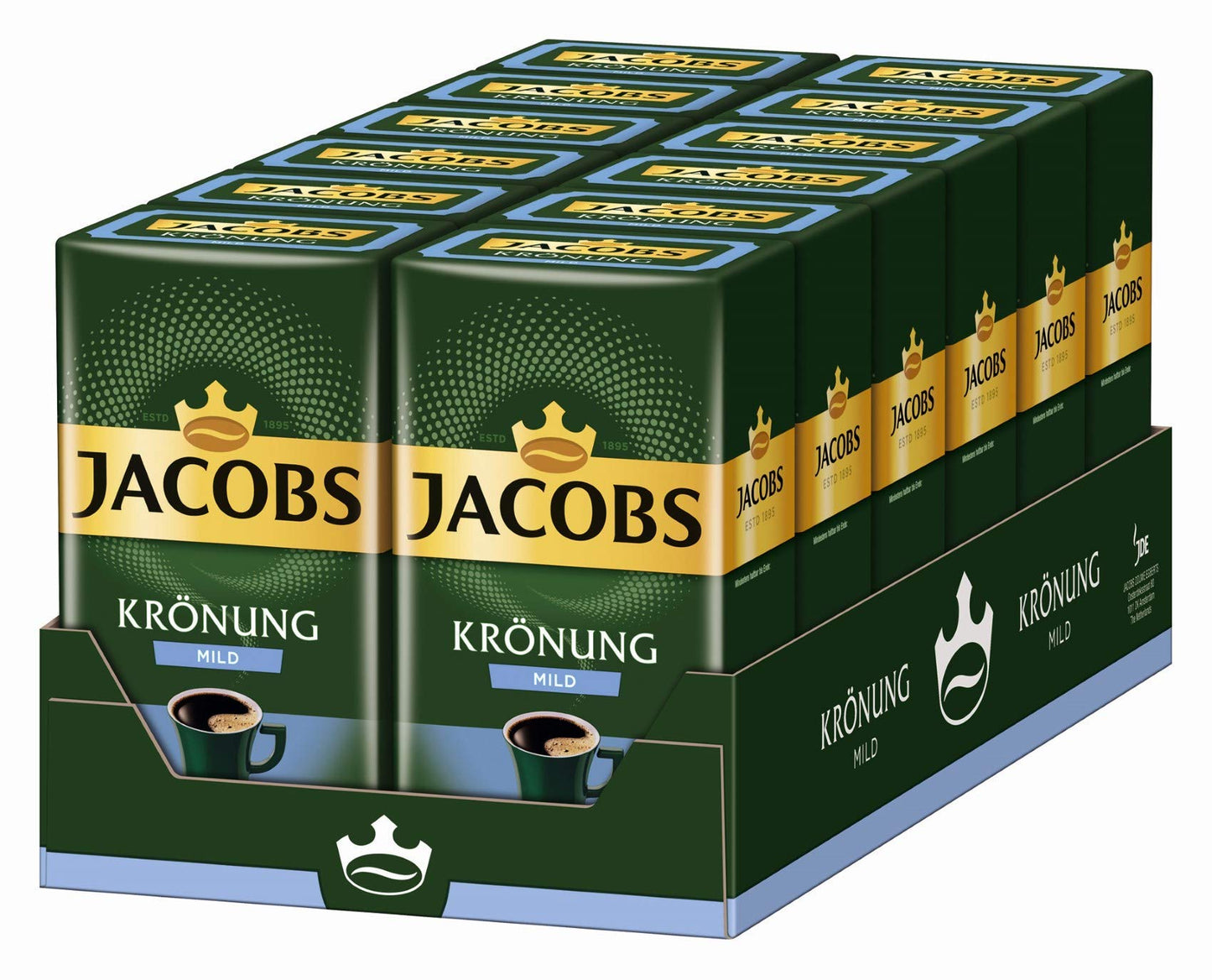 Jacobs Filterkaffee Krönung Mild, 12er Pack (12 x 500 g) gemahlener Kaffee