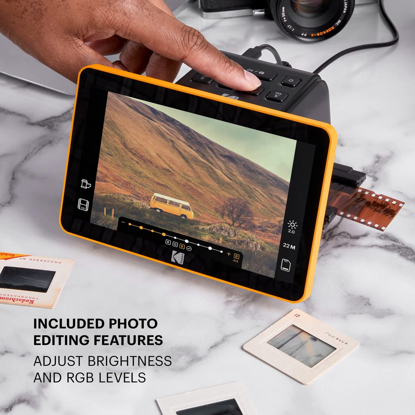 Kodak Slide N SCAN Scanner de Film numérique Max 7"- Grand écran LCD 7" convertit Les négatifs Couleur en 22MP HD n & b JPEG, Schwarz, RODFS70