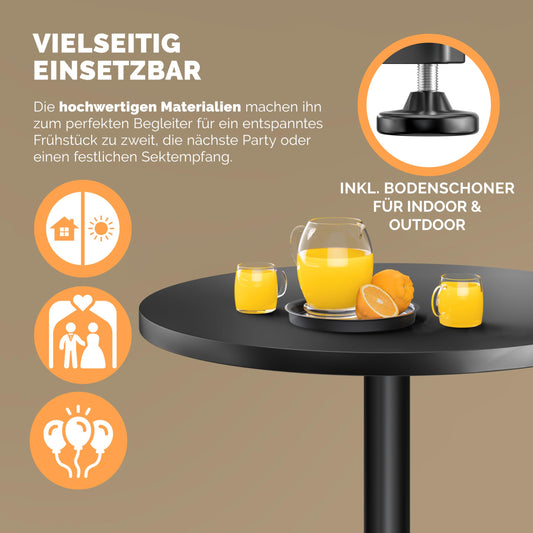 Casaria® 2in1 Stehtisch 2er Set Höhenverstellbar Klappbar 70 cm / 115 cm Wetterfest Alu Ø 60 cm Rund Outdoor Indoor Beistelltisch Bistrotisch Schwarz