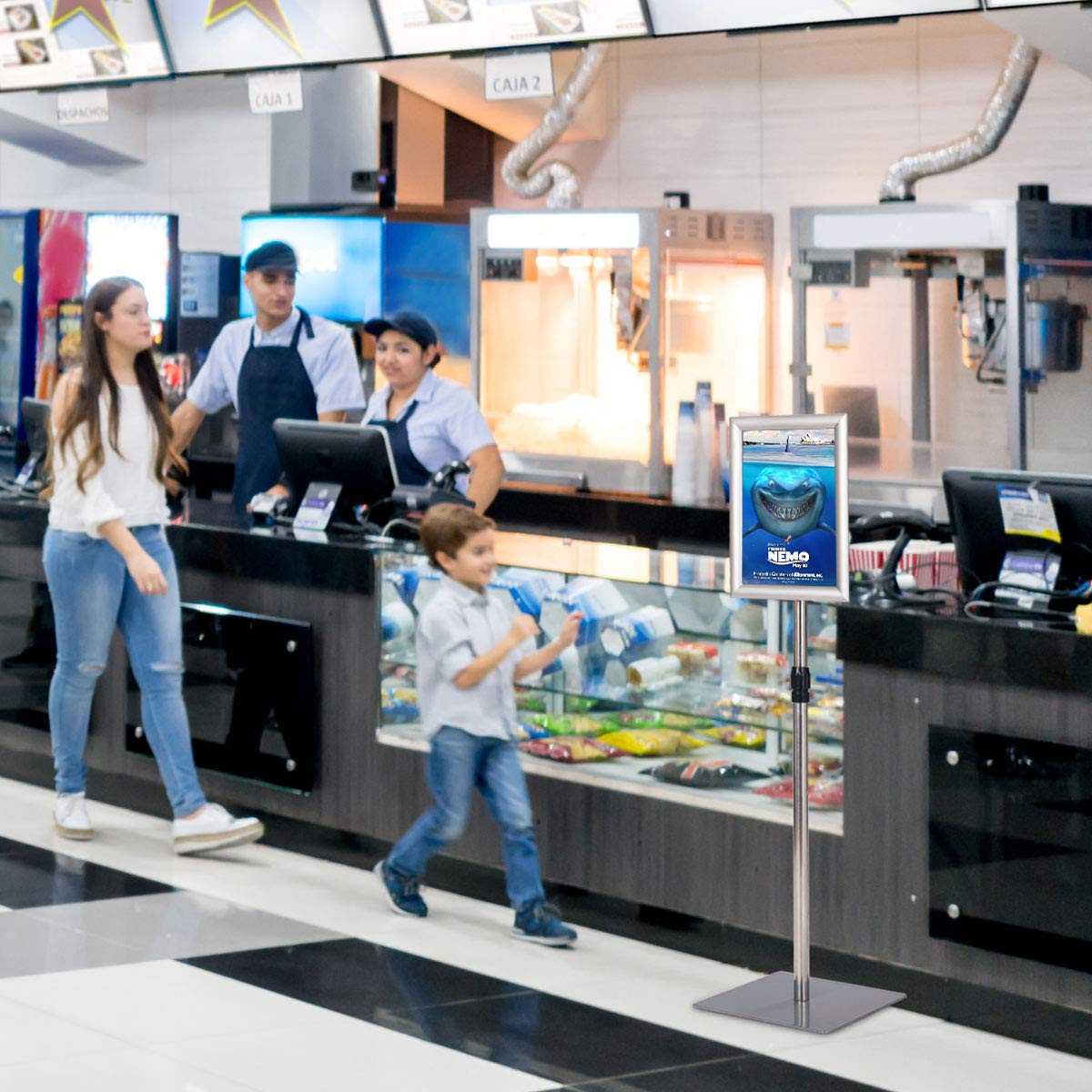 COSTWAY Infoständer A4, Informationsständer höhenverstellbar, Plakatständer, Kundenstopper, Präsentationsständer, Werbeständer, Posterständer, Aufsteller (Silber)
