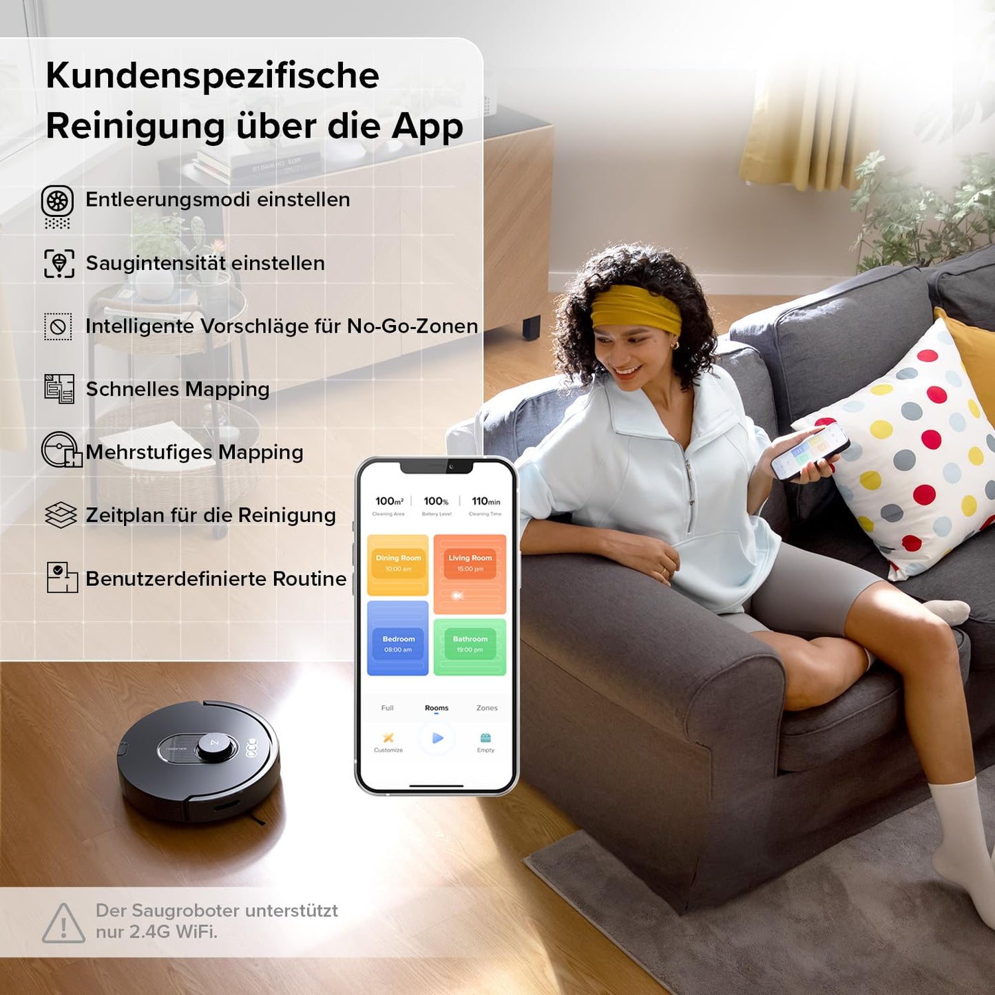 roborock Q5 Max+ Saugroboter mit automatischer Staubentleerung, 5.500 Pa Saugleistung, DuoRoller-Bürste, bis zu 7 Wochen freihändige Reinigung, PreciSense LiDAR-Navigation, App&Sprachsteuerung,Schwarz
