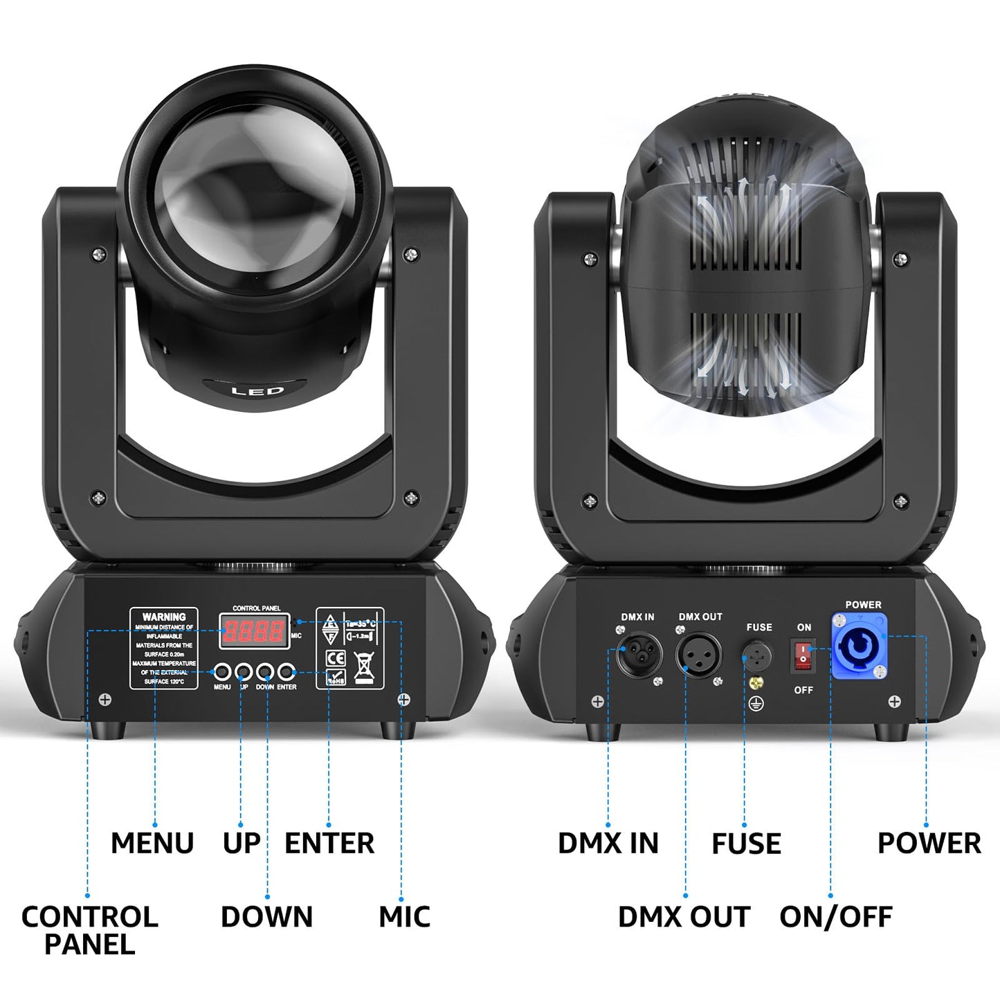 150W Moving Head LED DMX Bühnenlicht 8 GOBO Rotierender RGBW Spot Beam DJ Licht Ton aktiviert Scheinwerfer für Weihnachten Disco Konzert Party Hochzeiten