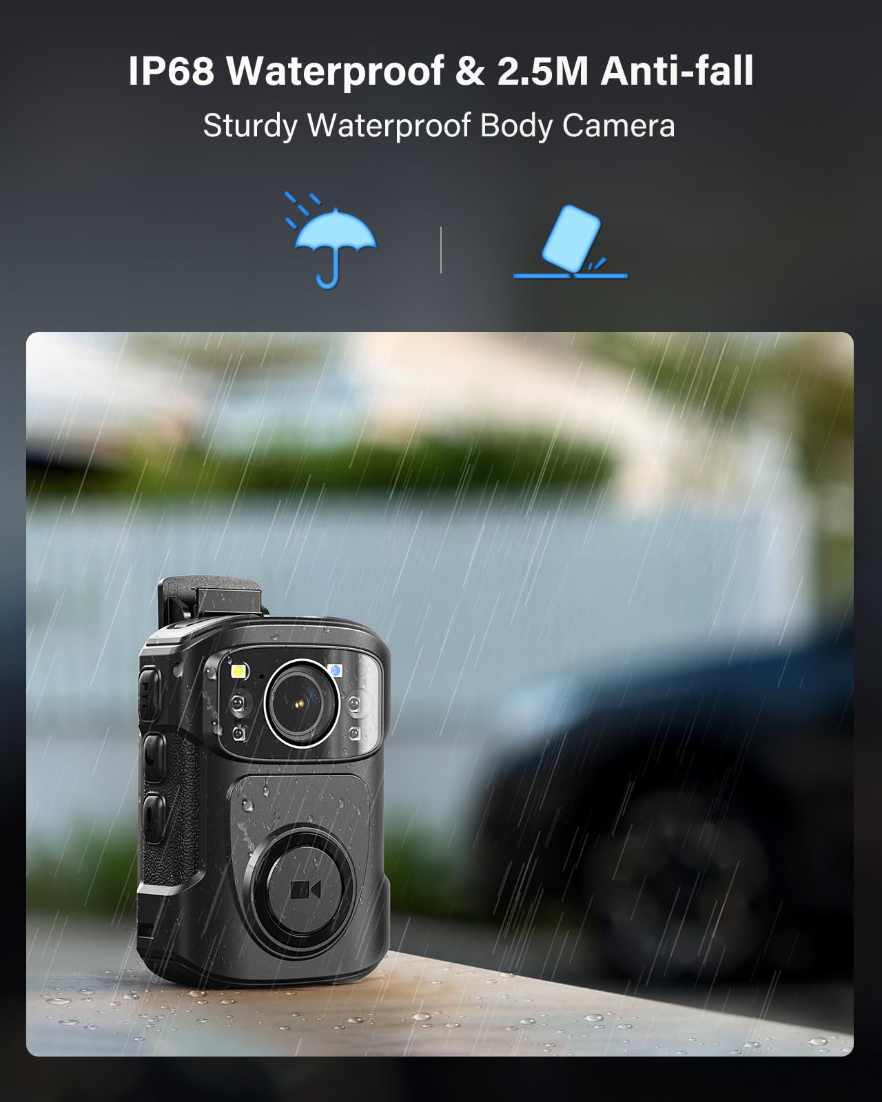 BOBLOV B4K5 4K Body Worn Camera Body Camera with Large 3400mAh for 11Hrs Video Recording, Inter 128GB Camcorder with Night Vision, Charging Dock, for Walking, Traveling, Police Strafverfolgung