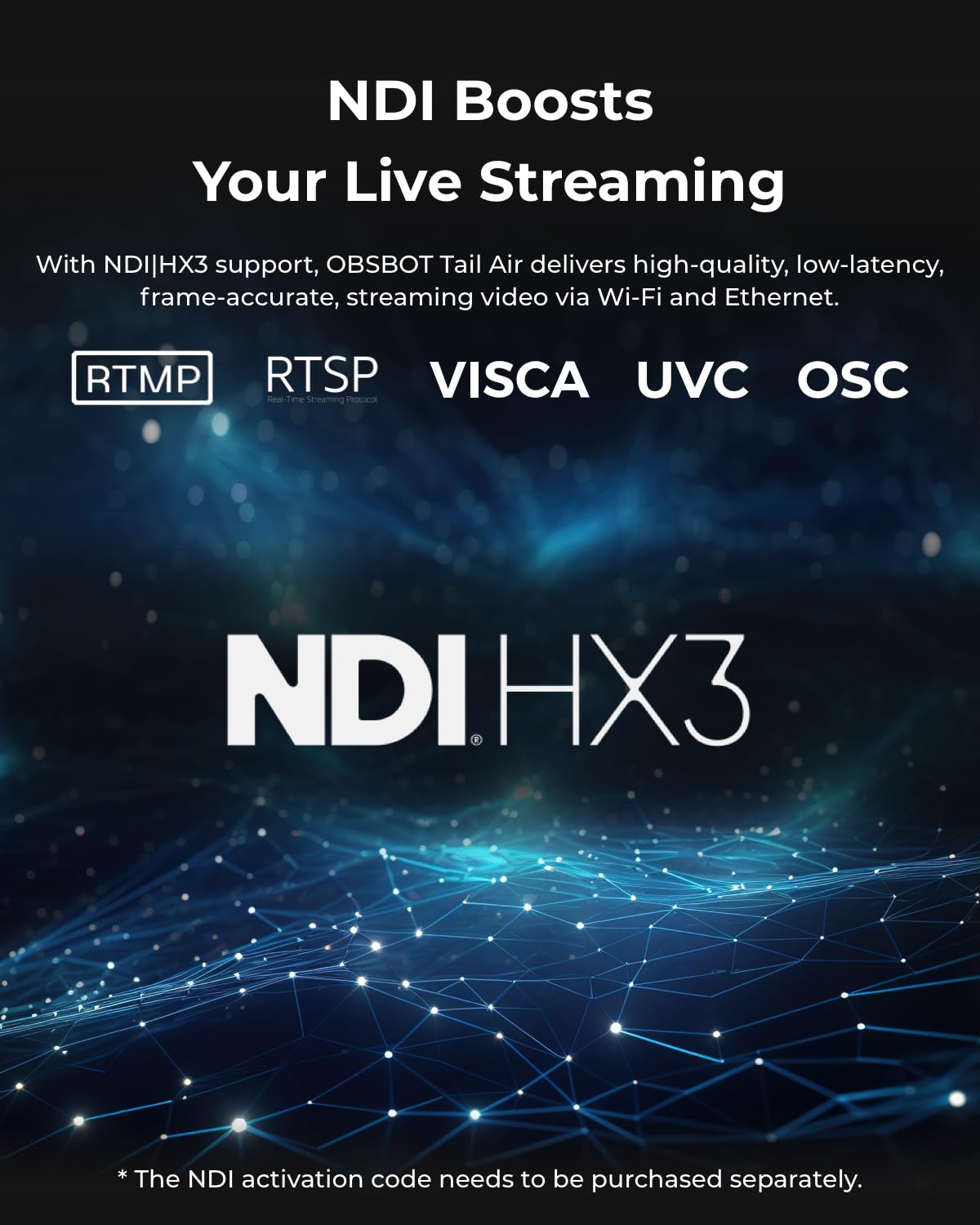 OBSBOT Tail Air NDI Streaming Kamera 4K, KI-Tracking PTZ Kamera mit intelligenter App, Gestensteuerung, HDMI/USB-C/Wireless Webcam, Video Kamera Live Stream für YouTube, Kirche, Anbetung, Creator, etc