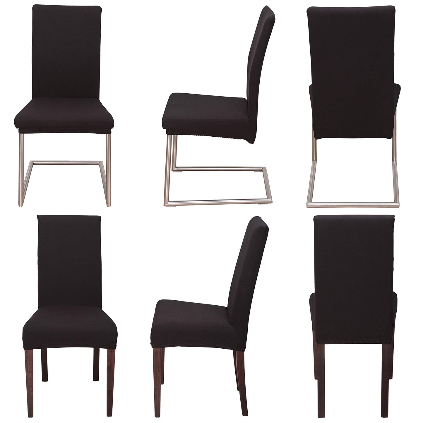 Staboos Stuhlhussen 2er Set - Hochwertige & elastische Stuhlhussen für Swingstühle - Pflegeleichte Stuhlbezüge & Hussen für Stühle - Stuhlbezug 2er Set ÖKO TEX Zertifiziert - Schwarz